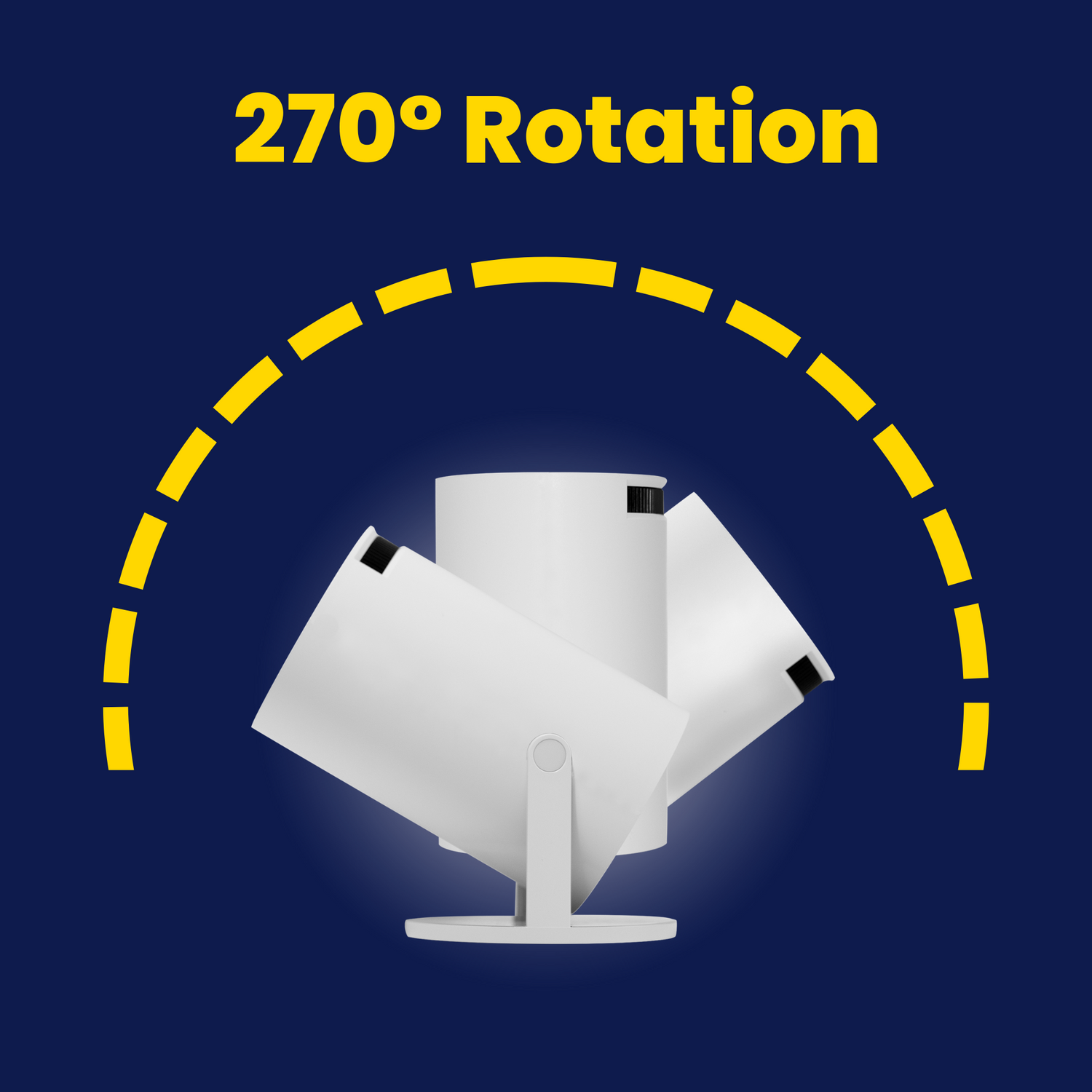 Easily rotate the projector up to 270°, allowing perfect alignment for walls, ceilings, or any angle you choose.